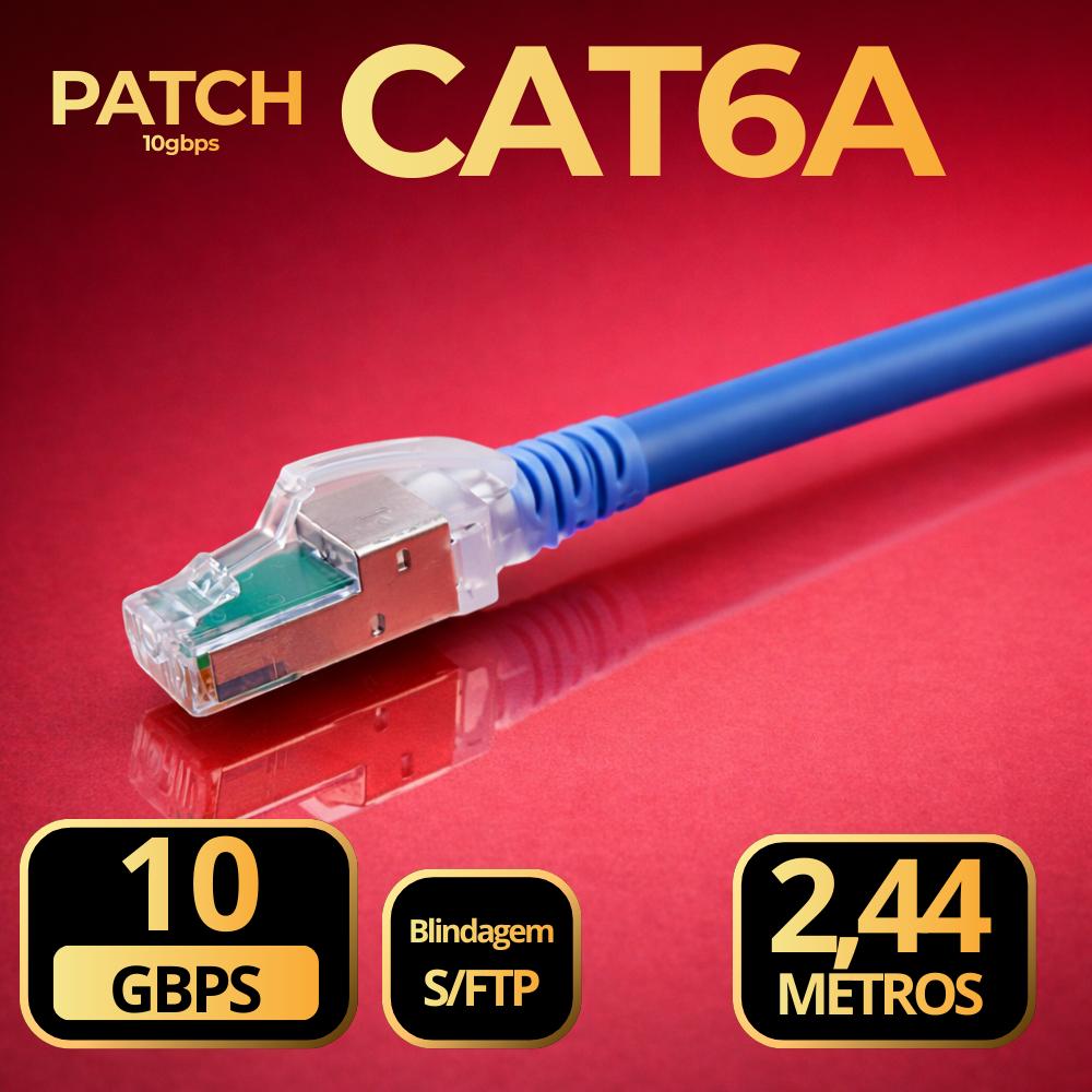 Patch Cord CAT6A 2,44 Metros S/FTP Azul 10GIGA Siemon