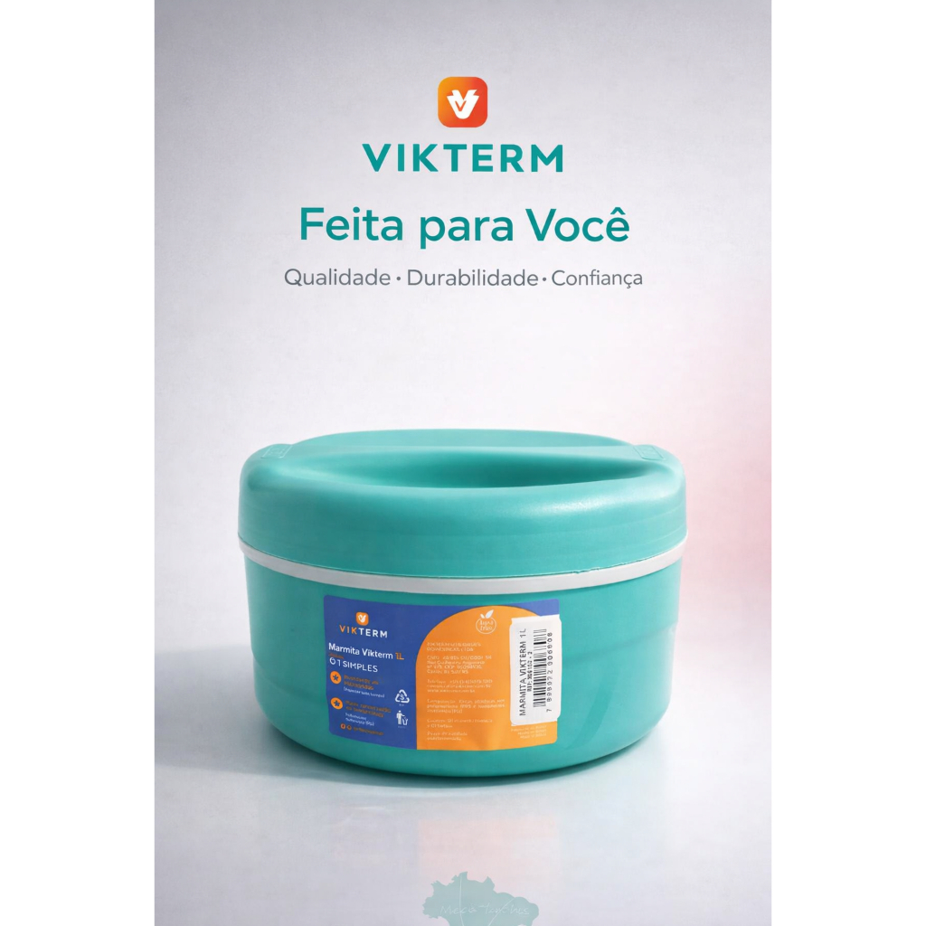 Marmita Térmica 1L Vedação a Rosca Segura Comida Quente o Dia Todo Ideal para Trabalho e Serviço