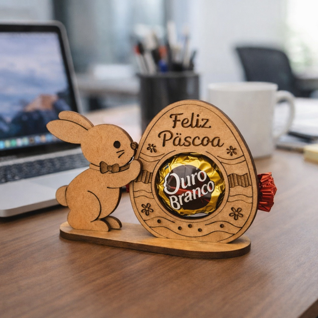 Cestos de Páscoa em MDF Caixa Porta Bombom de Feliz Páscoa