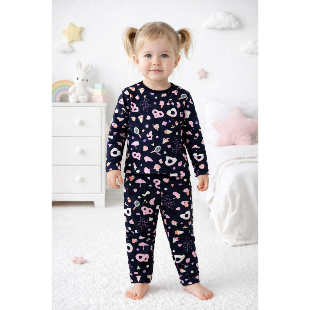 Kit com 2 Conjuntos de Pijama Inverno Infantil Suede Estampado pra Meninas e Meninos Roupa de Dormir