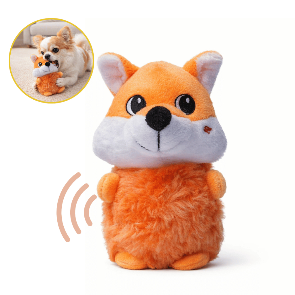 Brinquedo Pelúcia Raposinha 16cm com Apito para Cachorro Cães Interativo Macio Resistente