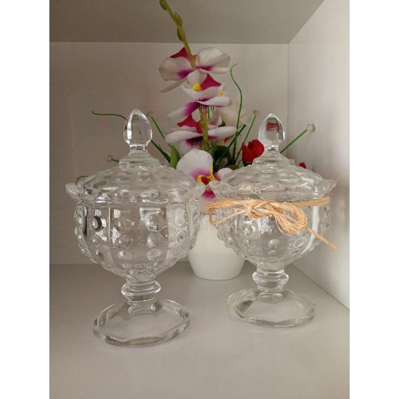Mini Baleiro Bomboniere Potiche Decorativo de Vidro Com Tampa.