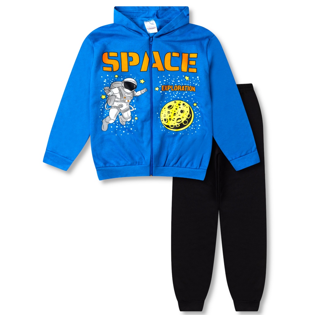 Conjunto de Moletom Juvenil Masculino Roupa Inverno Menino 2 Peças - 1 Agasalho e 1 Calça