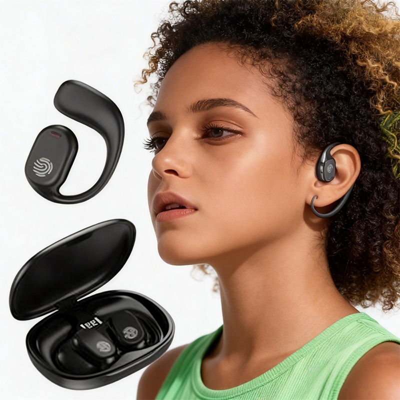 Bone Conduction TWS Bluetooth 5.3 Clip On Earbuds Digital Display B8