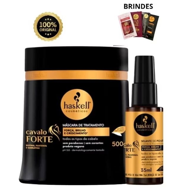 Kit Haskell Cavalo Forte Mascara 500g + Selante de pontas 35ml (original)