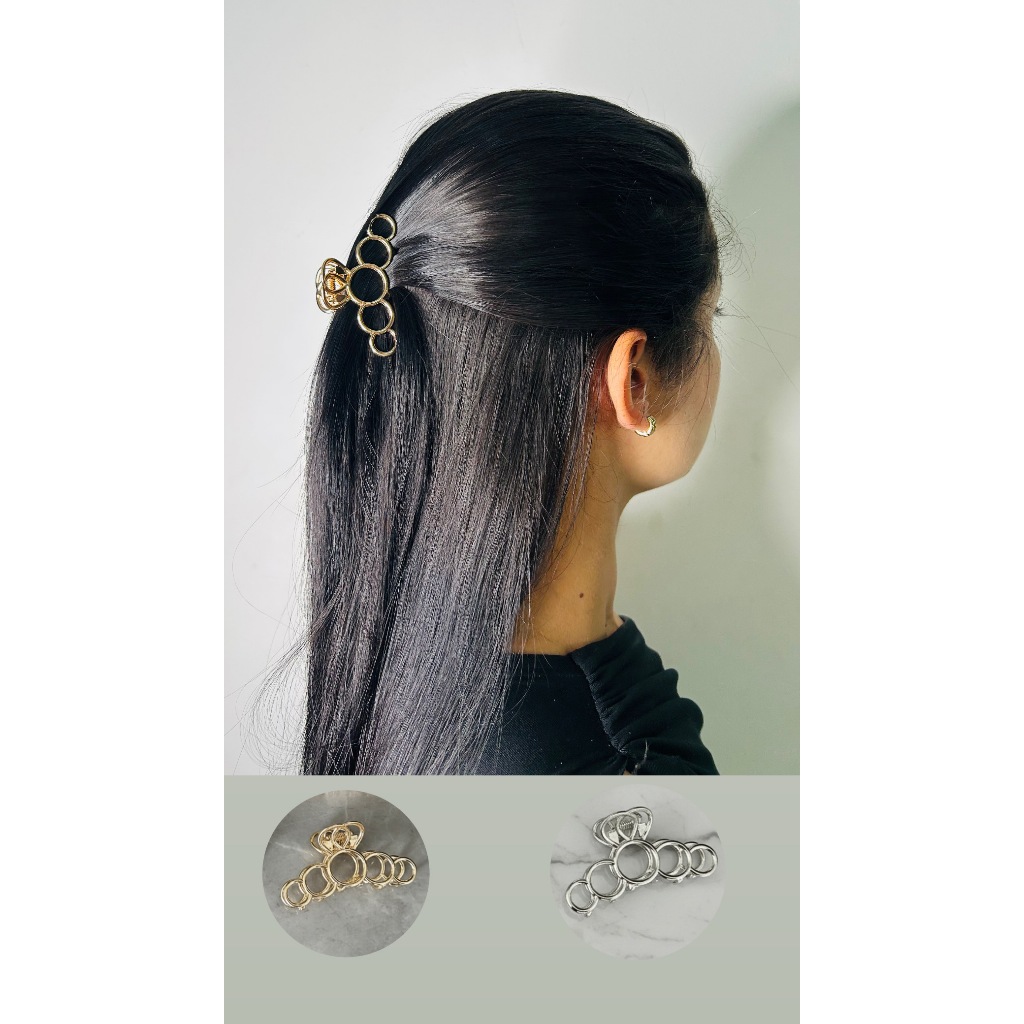 Prendedor de Cabelo Argola Piranha de Metal Feminino Dourado/Prata 7,5 cm em Oferta na Shopee