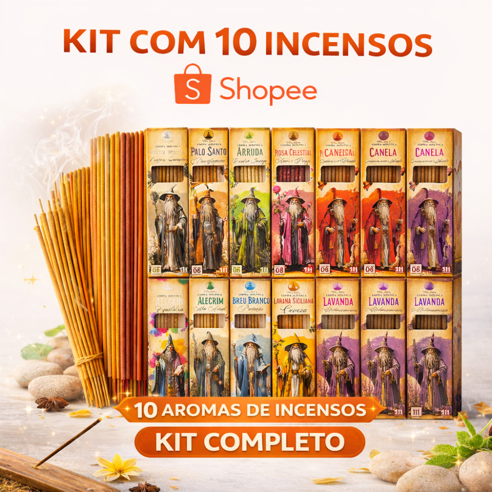 Kit 10cx Incenso Vila Zen - Linha Mística 100% Natural - Melhores Aromas