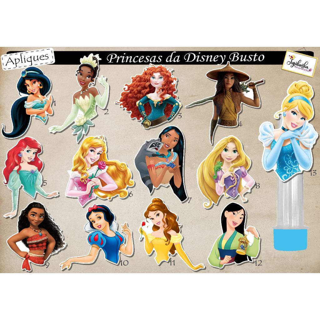 APLIQUE RECORTADO PARA TUBETES - BUSTO PRINCESAS DA DISNEY - TUBETES, DECORAÇÃO, FESTA, ANIVERSÁRIOS