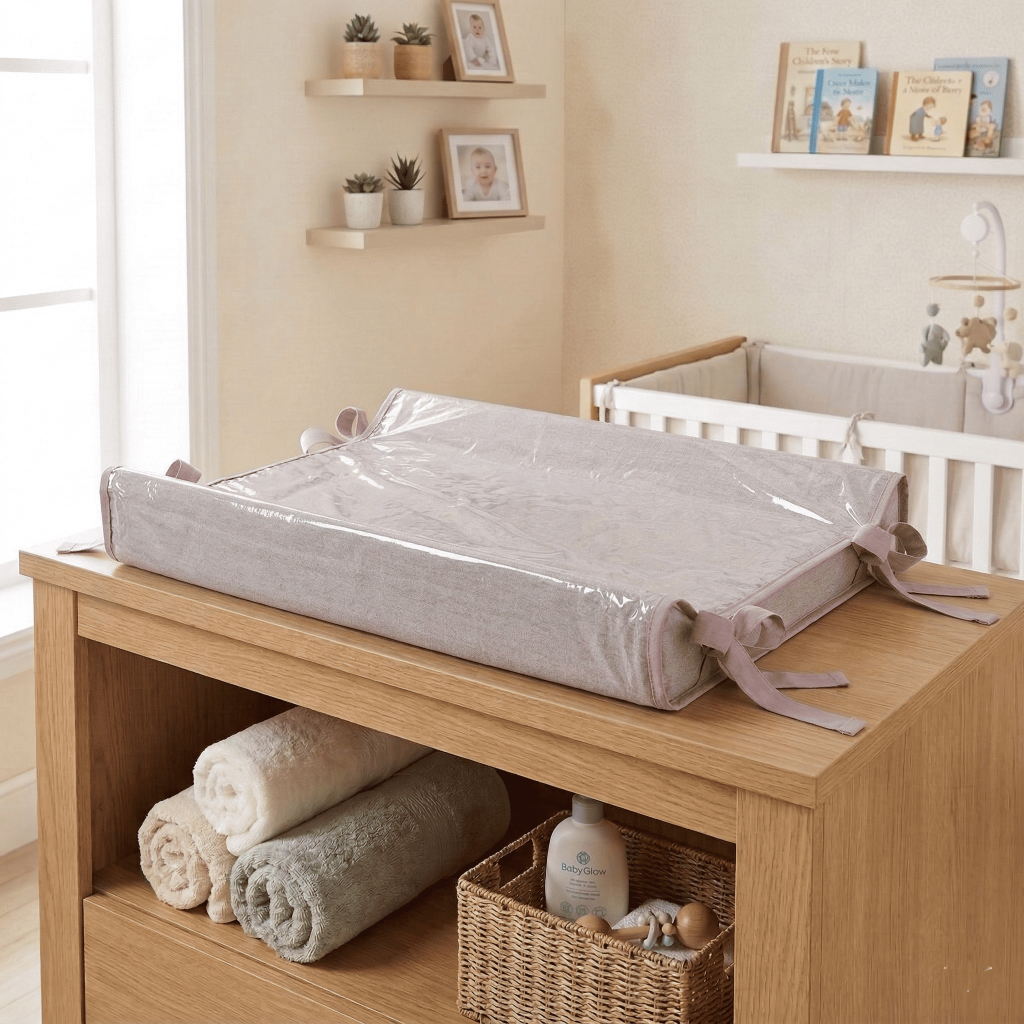 Trocador de Bebê Cômoda Americano Rosê Linho 100% Algodão Batistela Baby