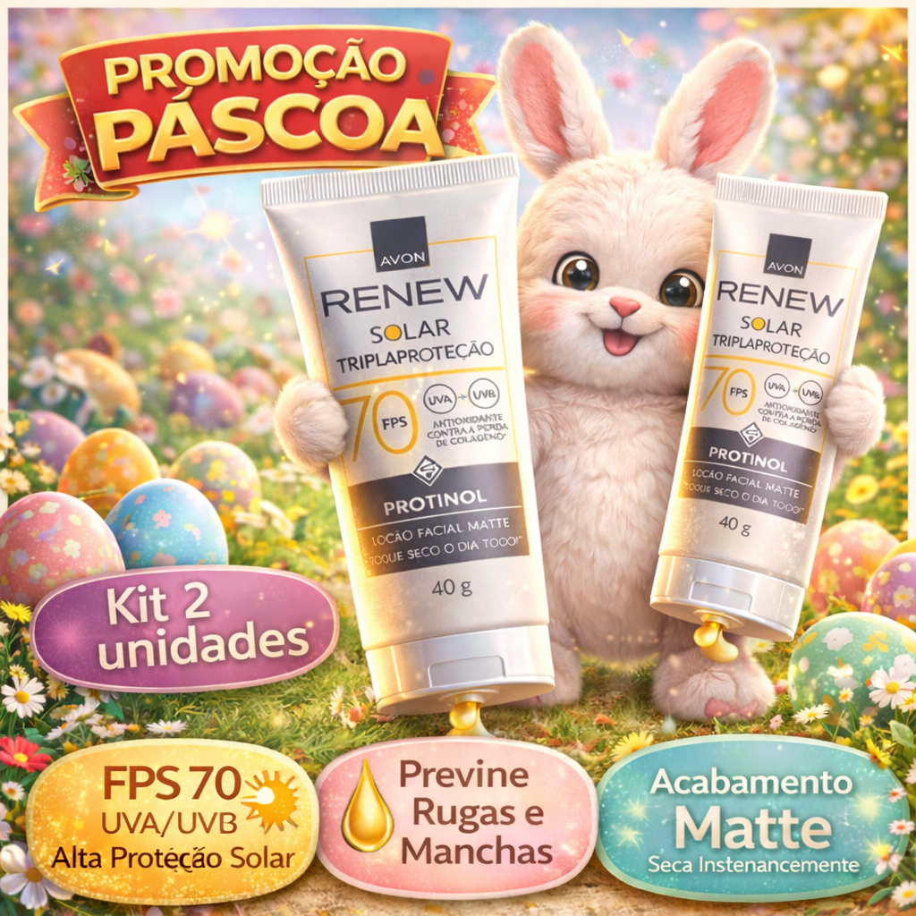 Kit 2 Protetor Solar Avon FPS 70 Renew Protinol Tripla Proteção 40g Original em Oferta na Shopee