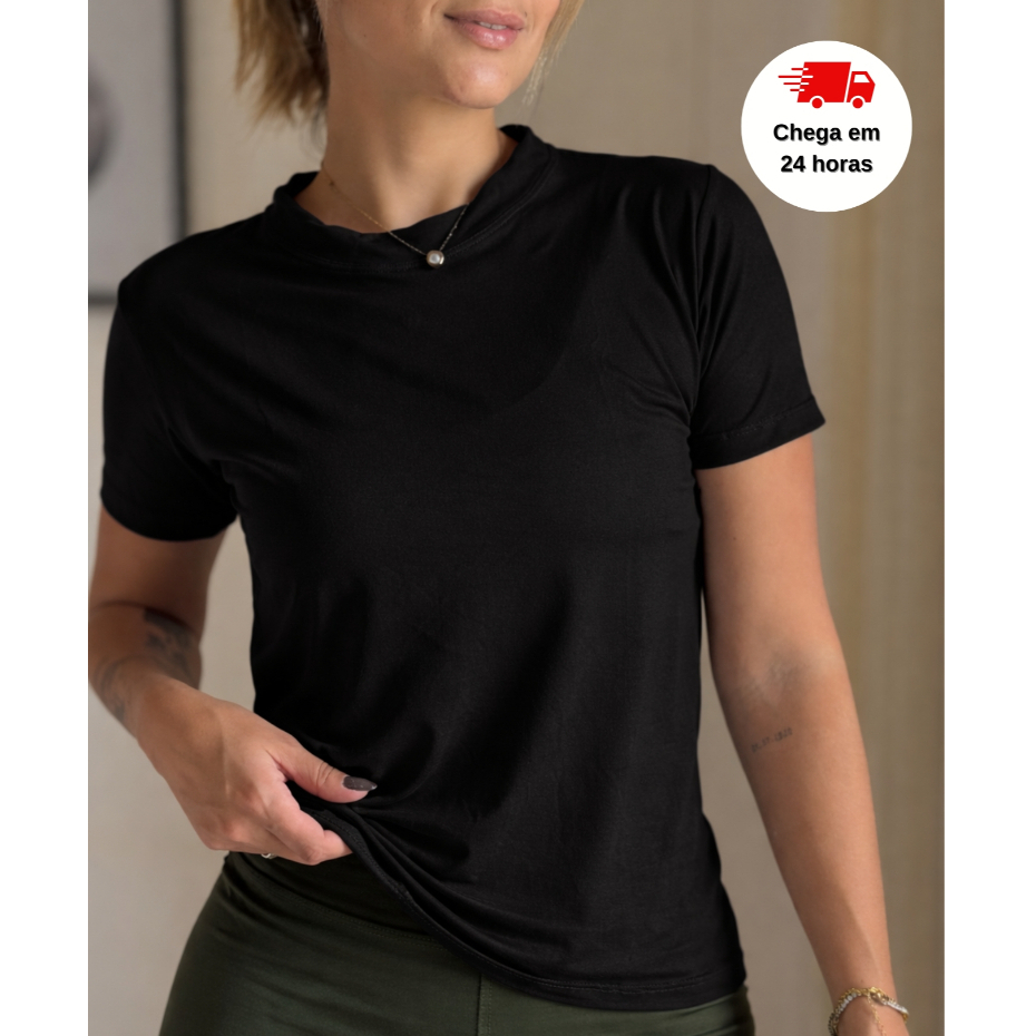 Baby Tee Feminina - Blusa Slim Fit Manga Curta Blusa de Compressão Academia