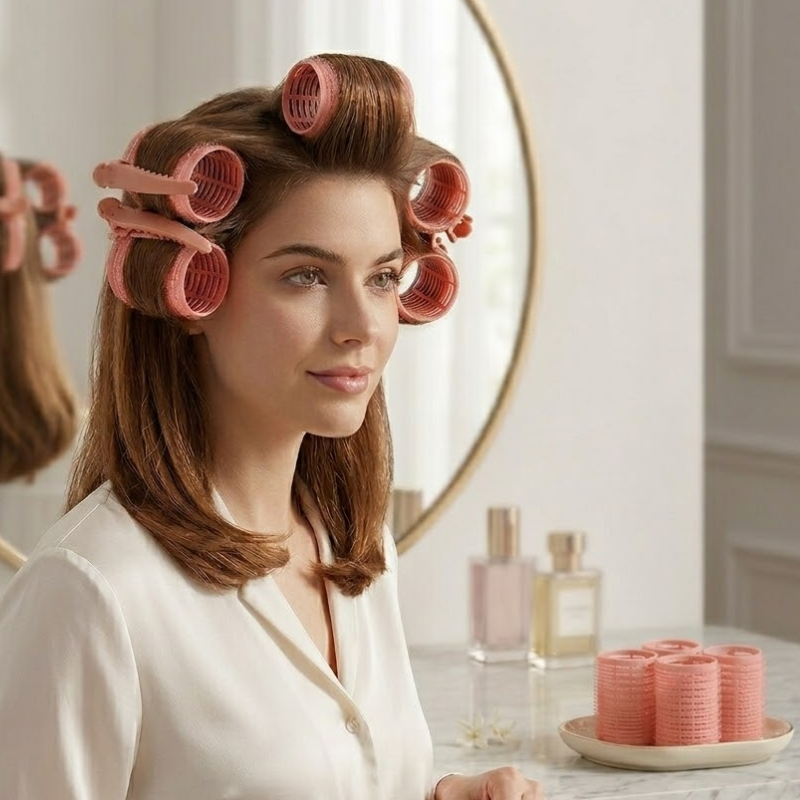 Kit 6/8 Bobs  Cabelo Velcro Modeladores + 6/8 Prendedores, DIY Styling Tools tamanho  Grandes 6.2x4cm/Medios 6.2*3.2cm