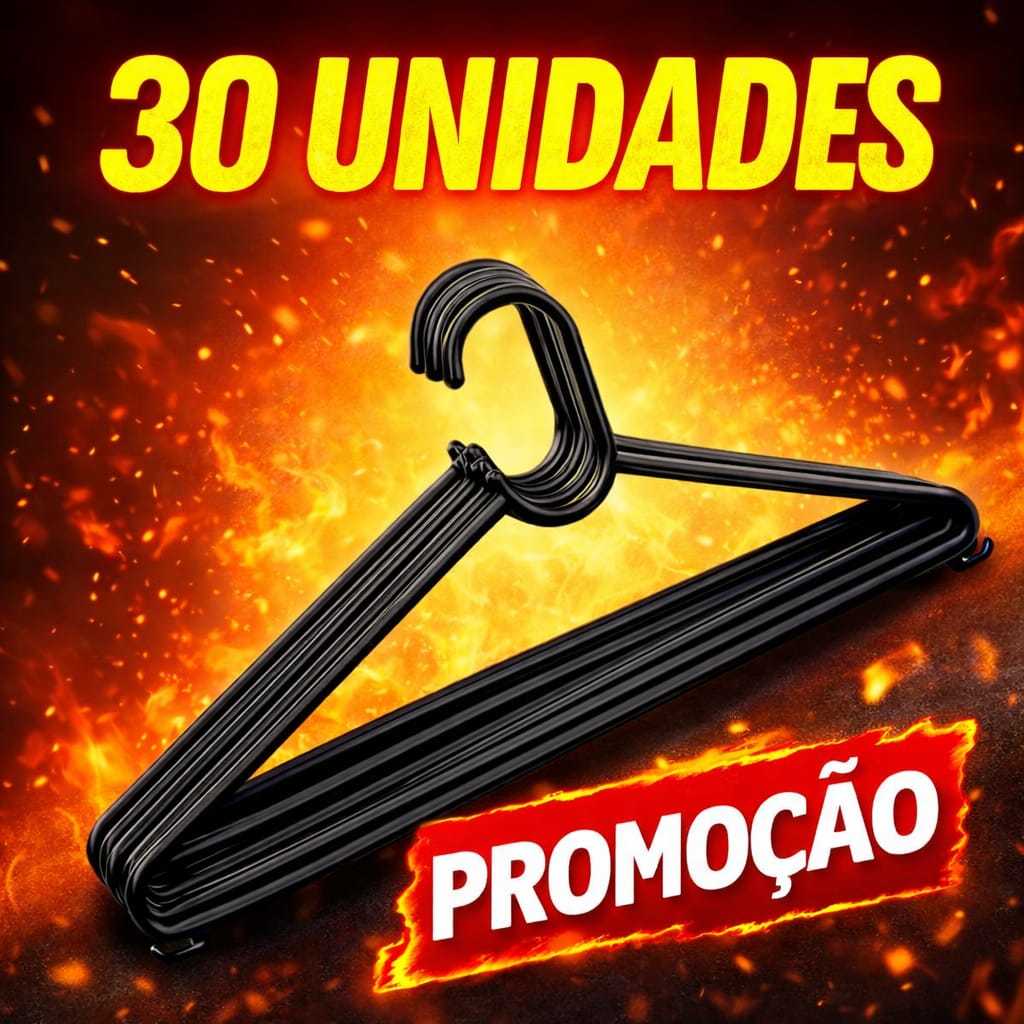 Cabide de Roupa Adulto Plástico Preto kit cliente 30 unidades-Direto da Fábrica