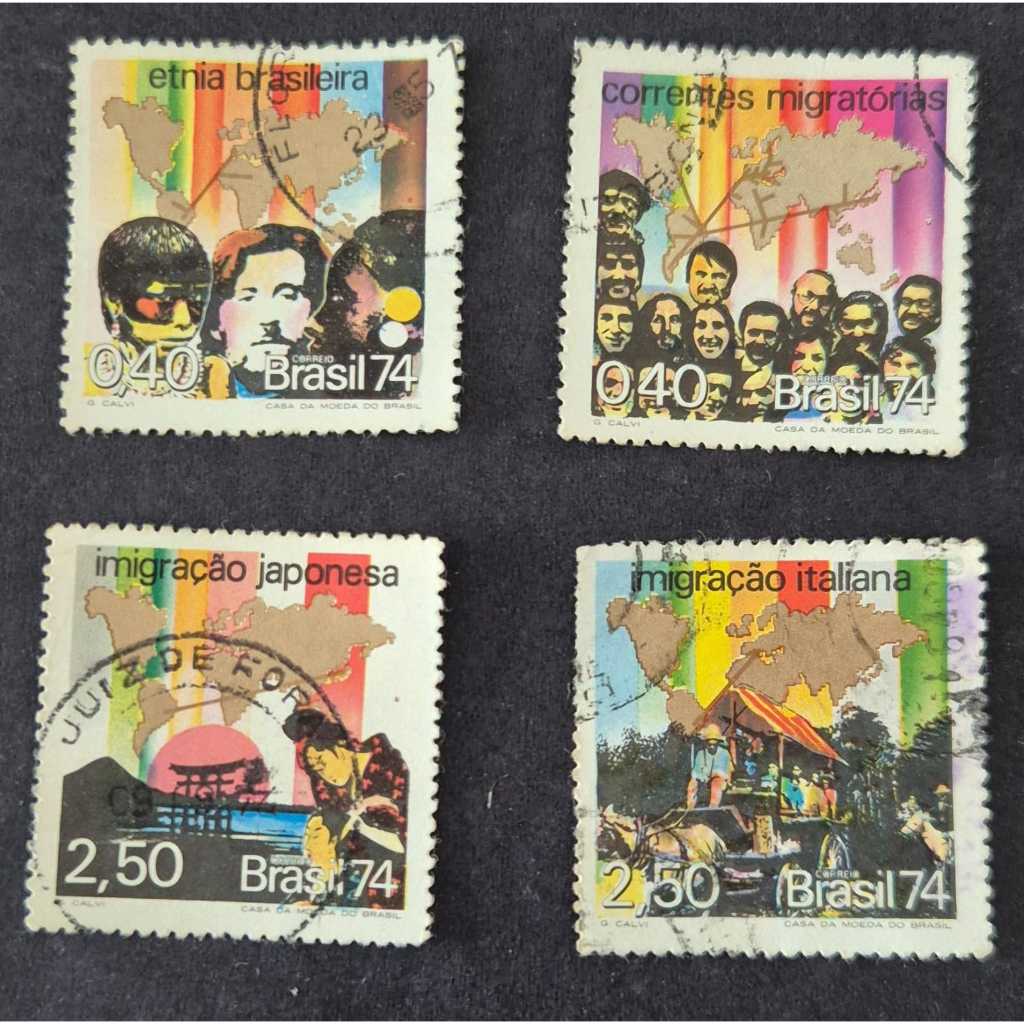 Parte da série formação da etnia brasileira 4 selos dos correios usado, C840, C841, C843 e C844.