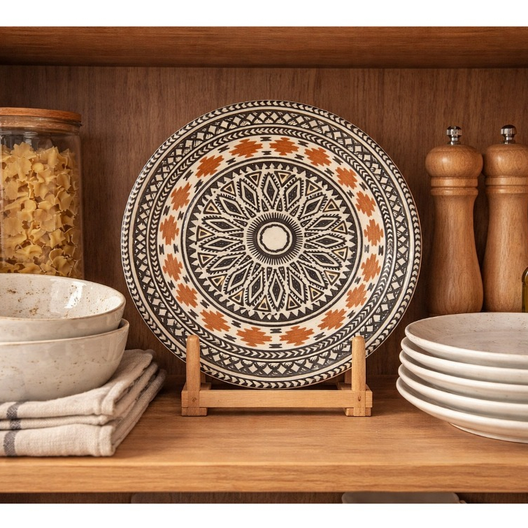 Prato Raso Hera 25,5 cm em Cerâmica – Estampa Decorada Elegante em Oferta na Shopee