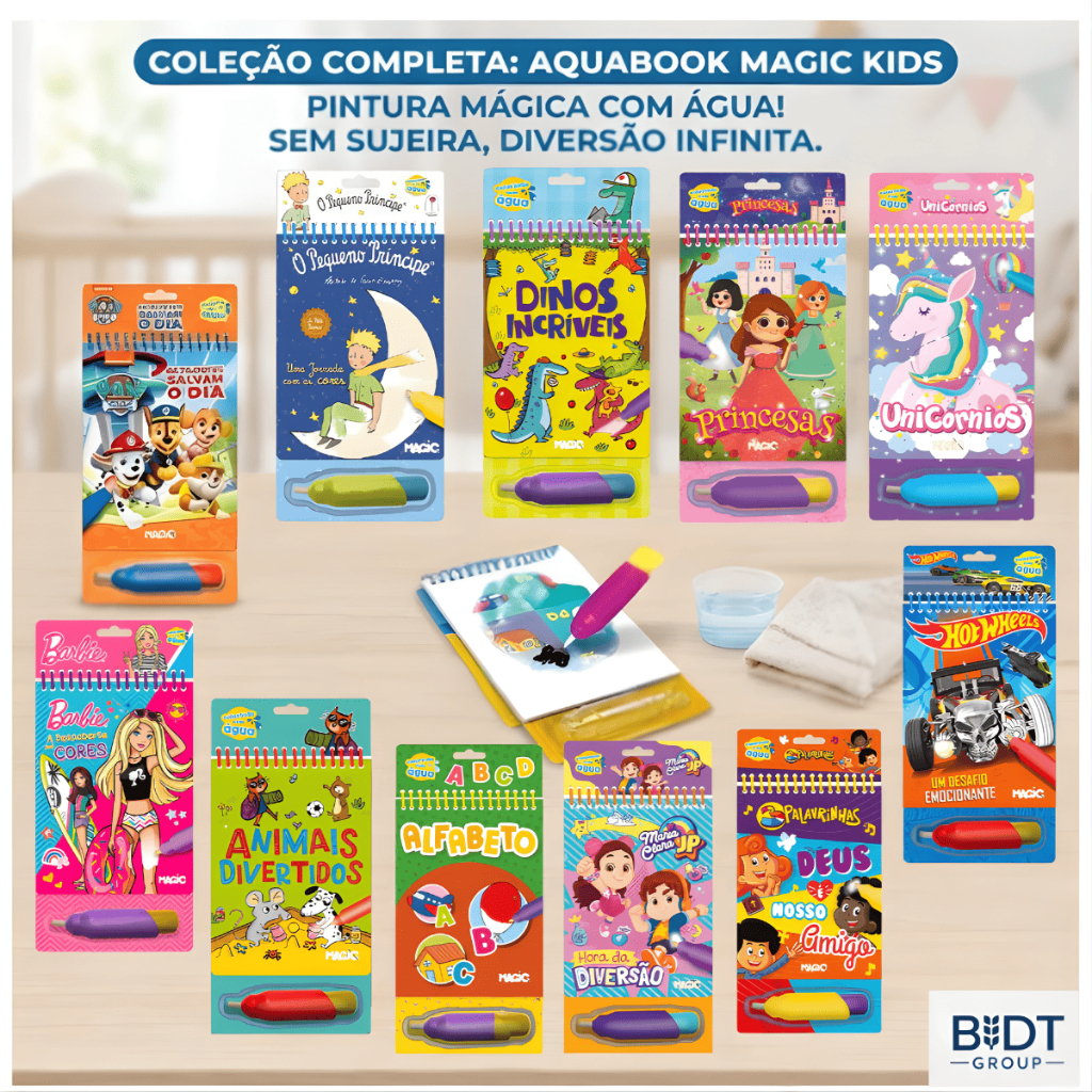 Aquabook com Caneta Mágica Infantil Livro Para Colorir Pintar com Água Infantil Meninos Meninas Bebê