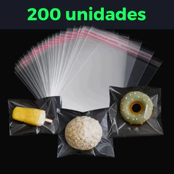 Saquinho Transparente BPA Free com Lacre adesivo 200 unidades - Para Brownie Cookie etc