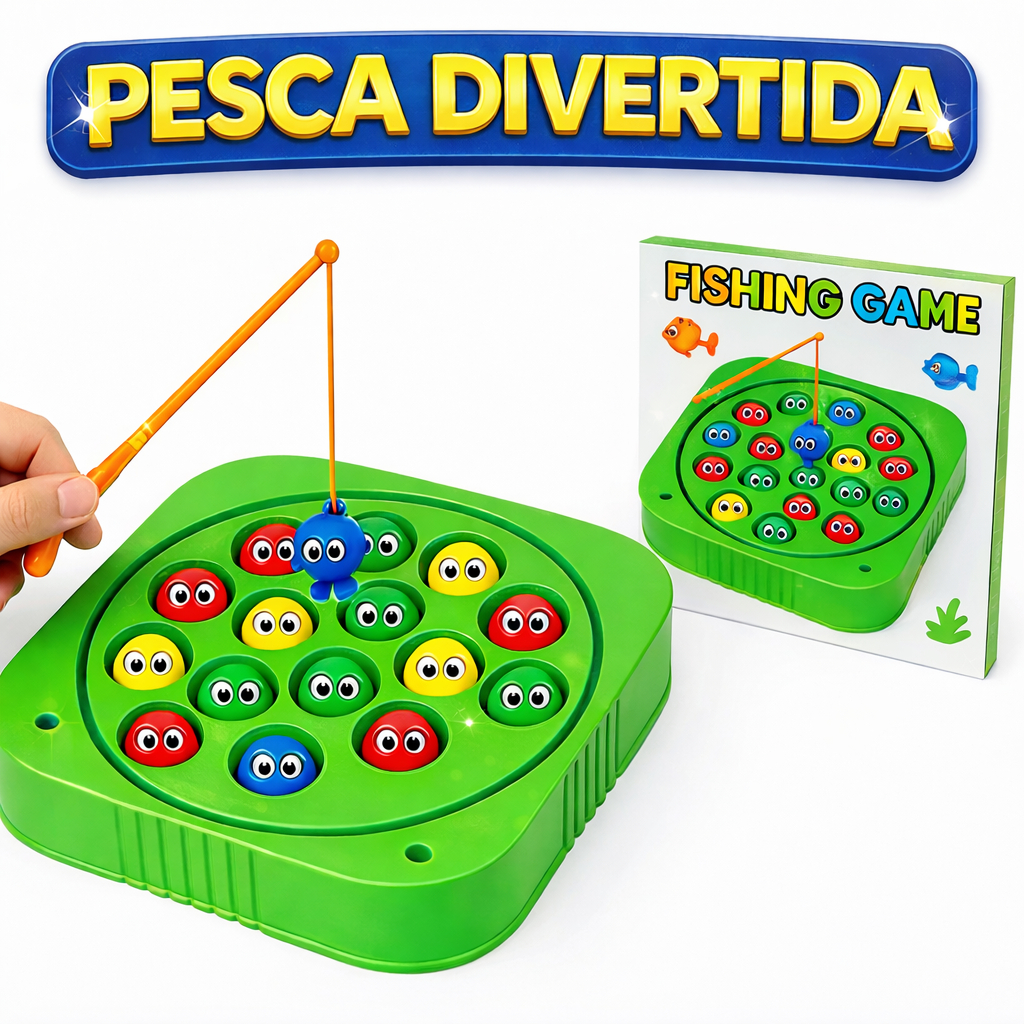 Brinquedo Jogo de pescaria infantil pega peixe divertido educativo coordenação motora para crianças