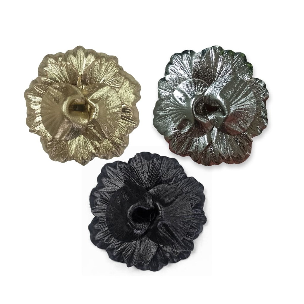 Enfeite Flor Em Couro Legítimo para Artesanato Premium 7,5cm - Bolsas Roupas Decoração Moda Personalização Luxuosa
