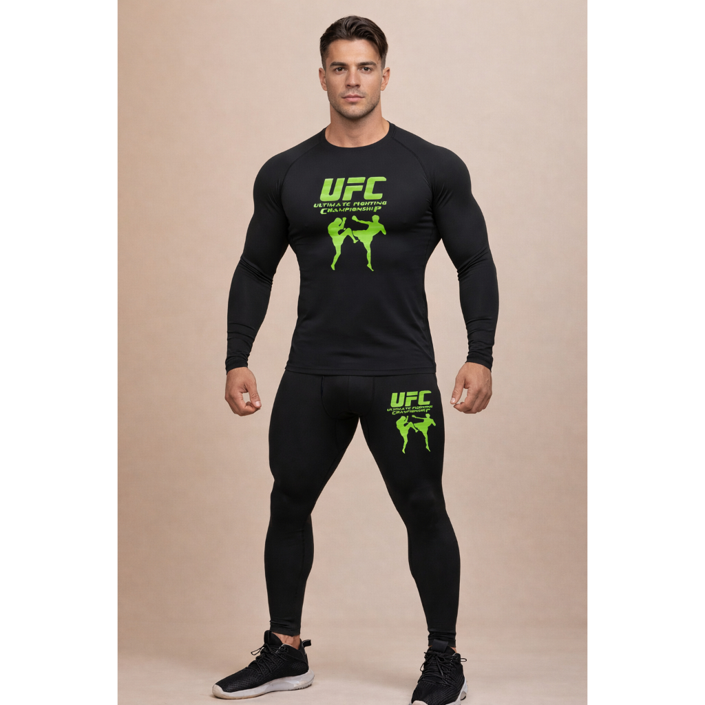 Conjunto Térmico Masculino De Compressão Fitness Calça e Camiseta Proteção UV Treino e Frio Inverno