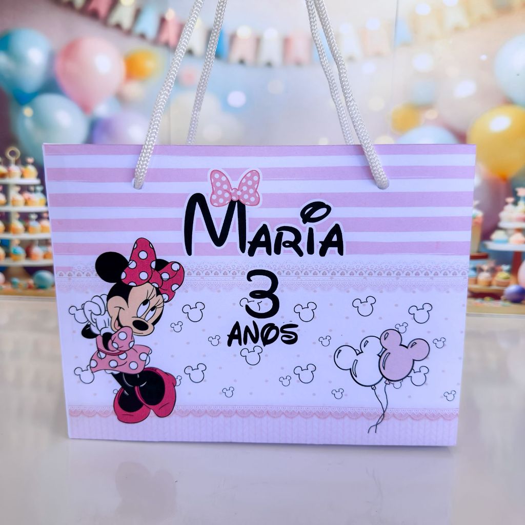 Sacolinha Surpresa personalizada MINNIE - Personalizados SACOLAS  MINNIE ROSA  -  PEGUE E MONTE