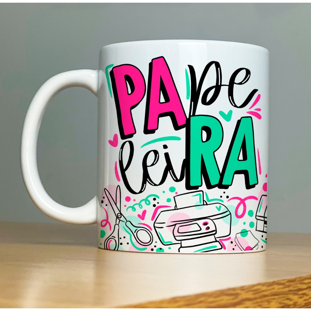 CANECA DE PORCELANA 325ML PAPELEIRA – CANECA, PORCELANA, PERSONALIZADO, PROFISSÃO, PRESENTE