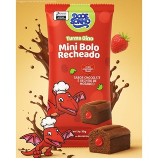 Caixa bolinhos super recheados, chocolate com morango turma Dino em Oferta na Shopee