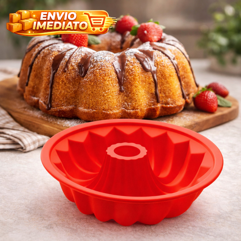 Forma Assadeira Silicone Vai ao Forno Bolo Gelatina Pudim Doces Antiaderente Casa Cozinha Vermelha