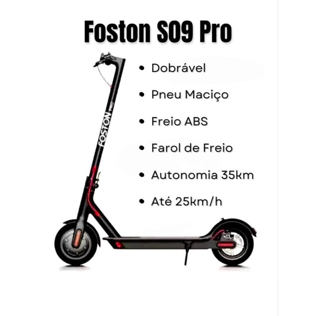 Patinete Elétrico Foston SO9 Pro - Dobrável Autonomia 35km / Painel Digital