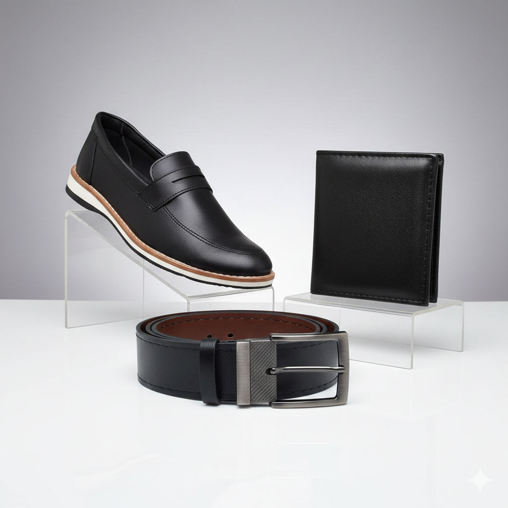 Kit Sapato Mocassim Masculino Cinto Carteira Casual Loafer Preto Marrom Sapatenis Social Oxford Pai