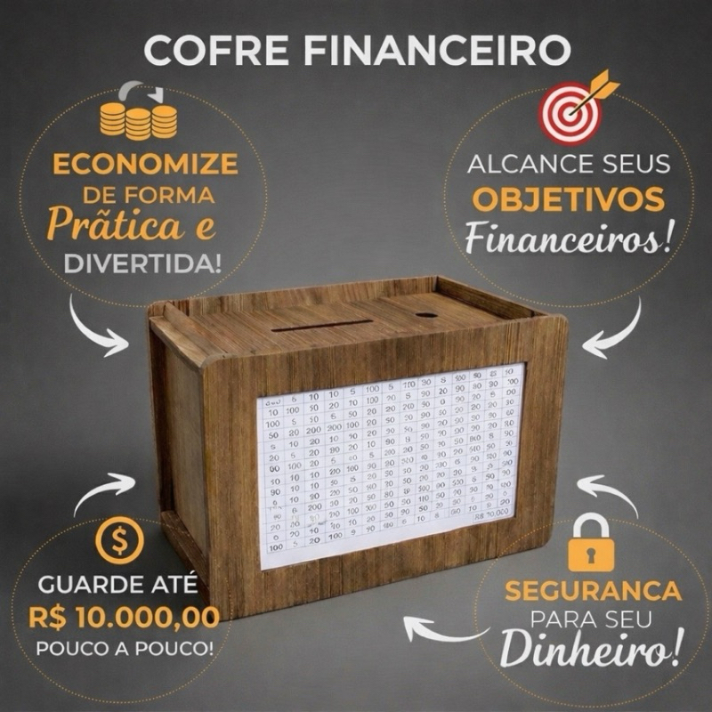 Cofre Desafio Kakebo MDF 1k 2k 5k 10k Caixa de Dinheiro Metas Poupança Cofrinho Promoção em Oferta na Shopee