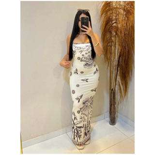 Vestido Longo Estampado Feminino Suplex Com Bojo  Elegante Envio Imediato em Oferta na Shopee