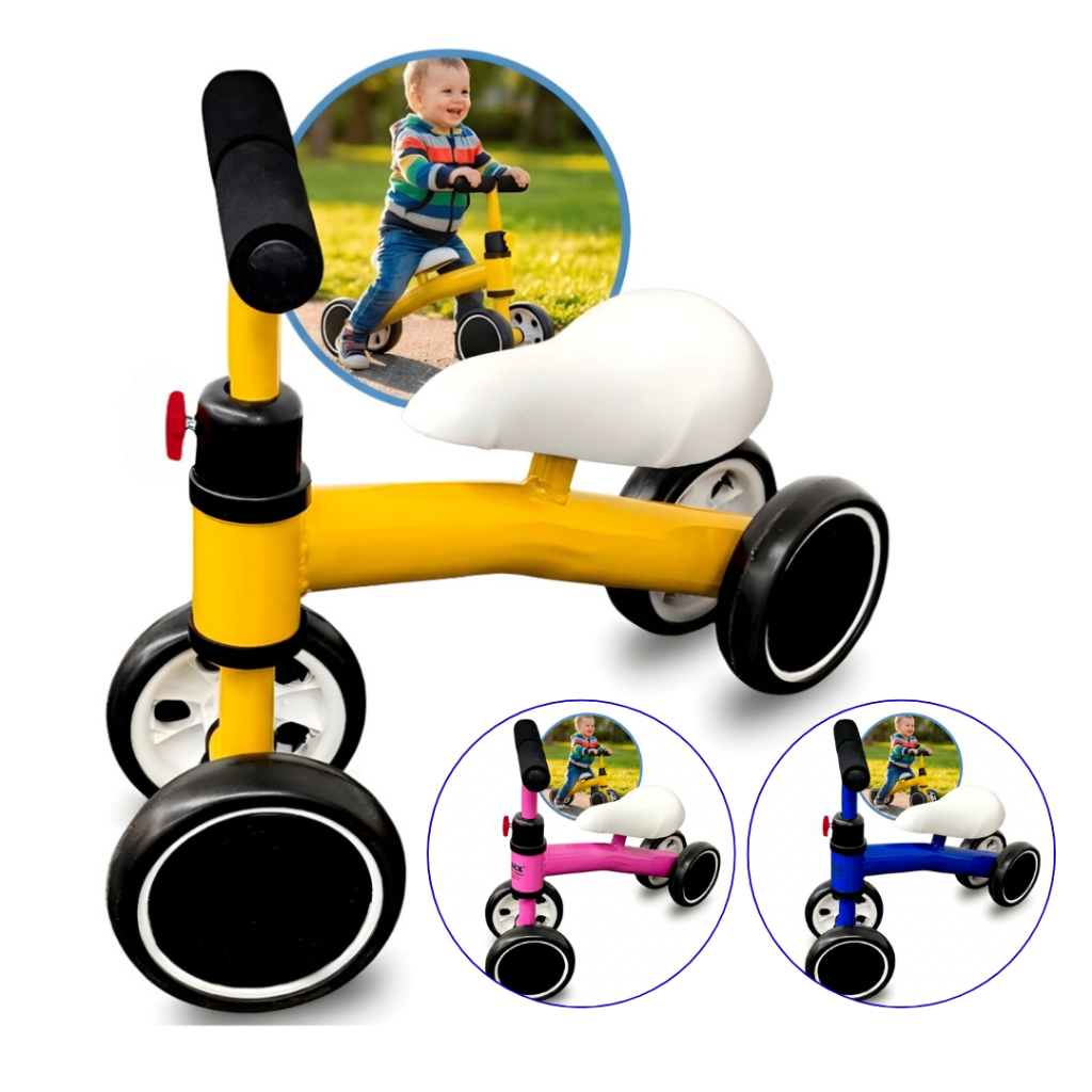 Bicicleta De Equilíbrio Andador baby Infantil Sem Pedal 4 Rodas Dia das Crianças Promoção Oferta bike bebê