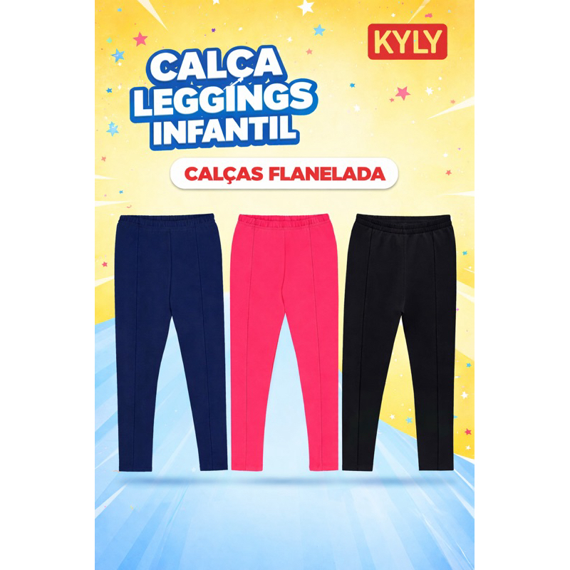 Legging Infantil kyly Flanelada Forrada Inverno Menina Calça Oportunidade Quentinha Escola e Creche