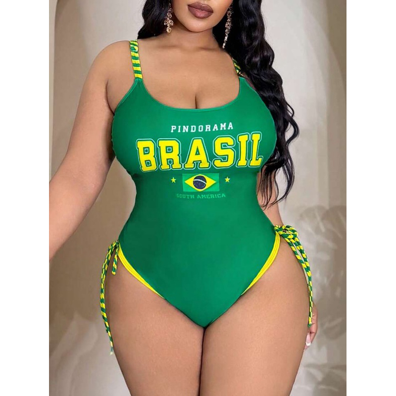 Blusa do Brasil Plus Size Body Maiô Sensual Copa do Mundo Seleção Brasileira Verde Amarelo