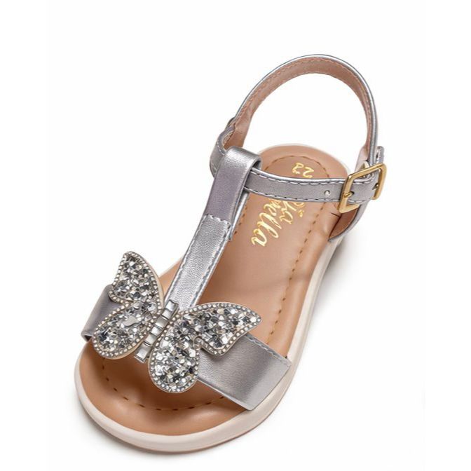 Sandália Baby Infantil Menina Borboleta Glitter Princesa Rasteirinha Bebê Confortável