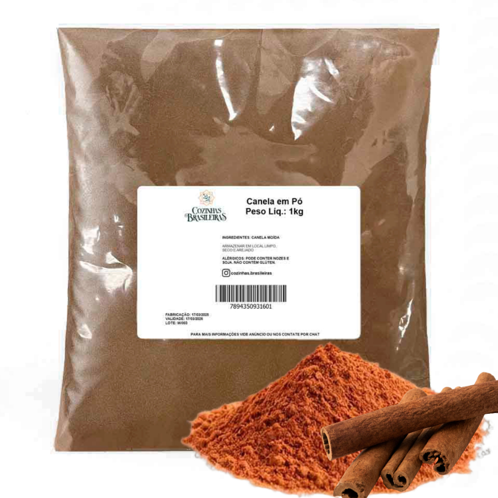 Cozinhas Brasileiras canela em pó especiaria p/ sobremesas chás doces 200g, 500g, 1kg