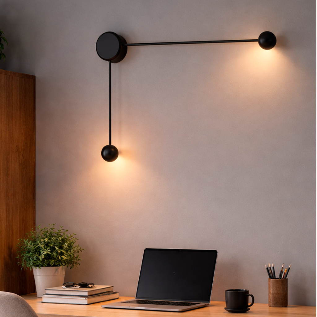 Arandela Led Articulada Dupla Max ou Mini Zênit 5w ou 10w 2700k Branco Quente Bivolt Ip20 Preto Seed