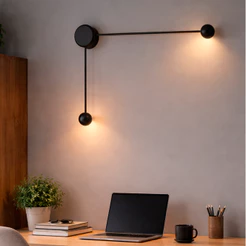 Arandela Led Articulada Dupla Max ou Mini Zênit 5w ou 10w 2700k Branco Quente Bivolt Ip20 Preto Seed