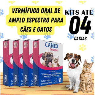 Vermífugo Canex Original Cachorro Gato Kit C/ 1 Até 4 cx - 4 Comprimidos Anti Vermes Cada Caixa em Oferta na Shopee