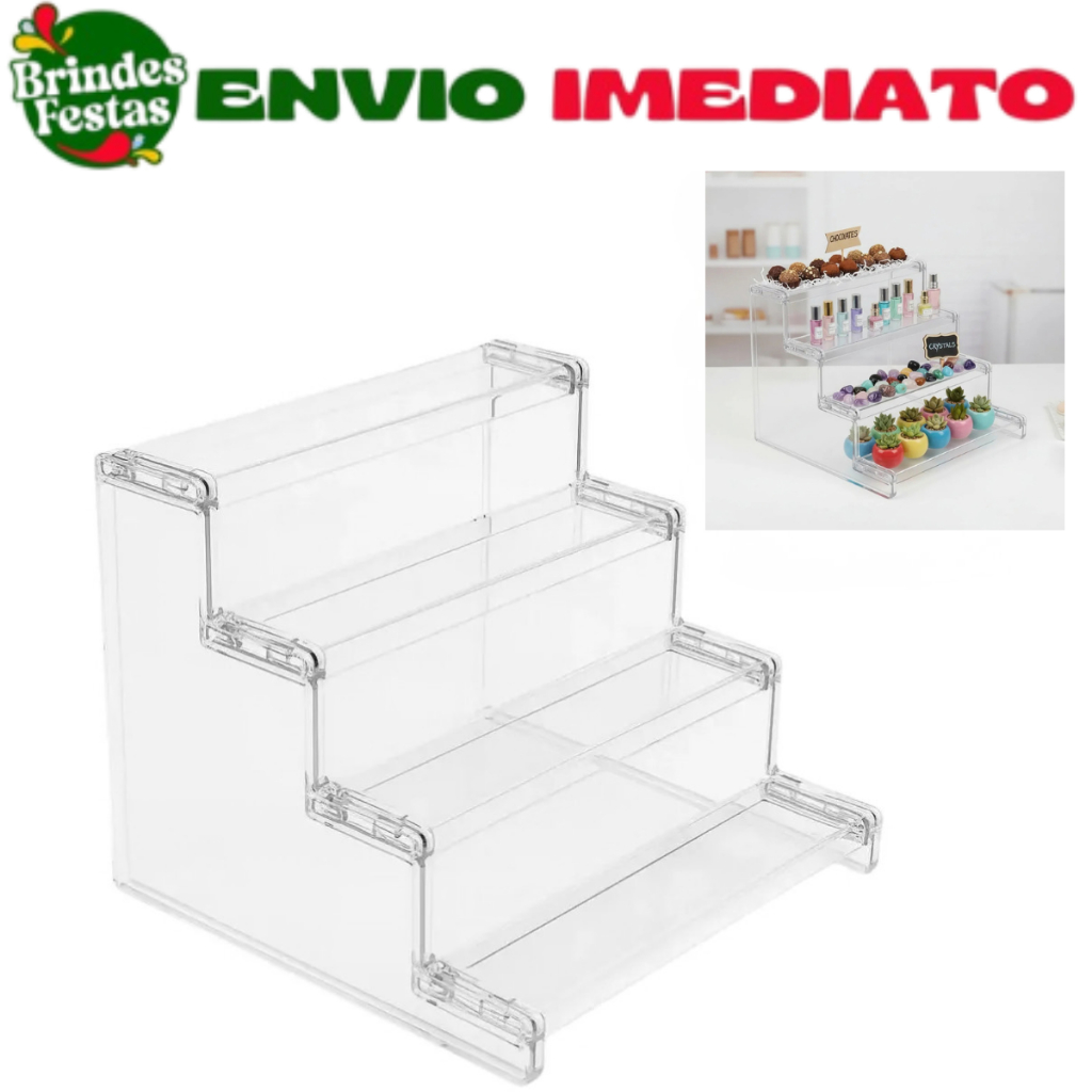 Kit Prateleira Expositora Acrílica Transparente para Doces | Base Decorativa para Festa e Mesa de Doces