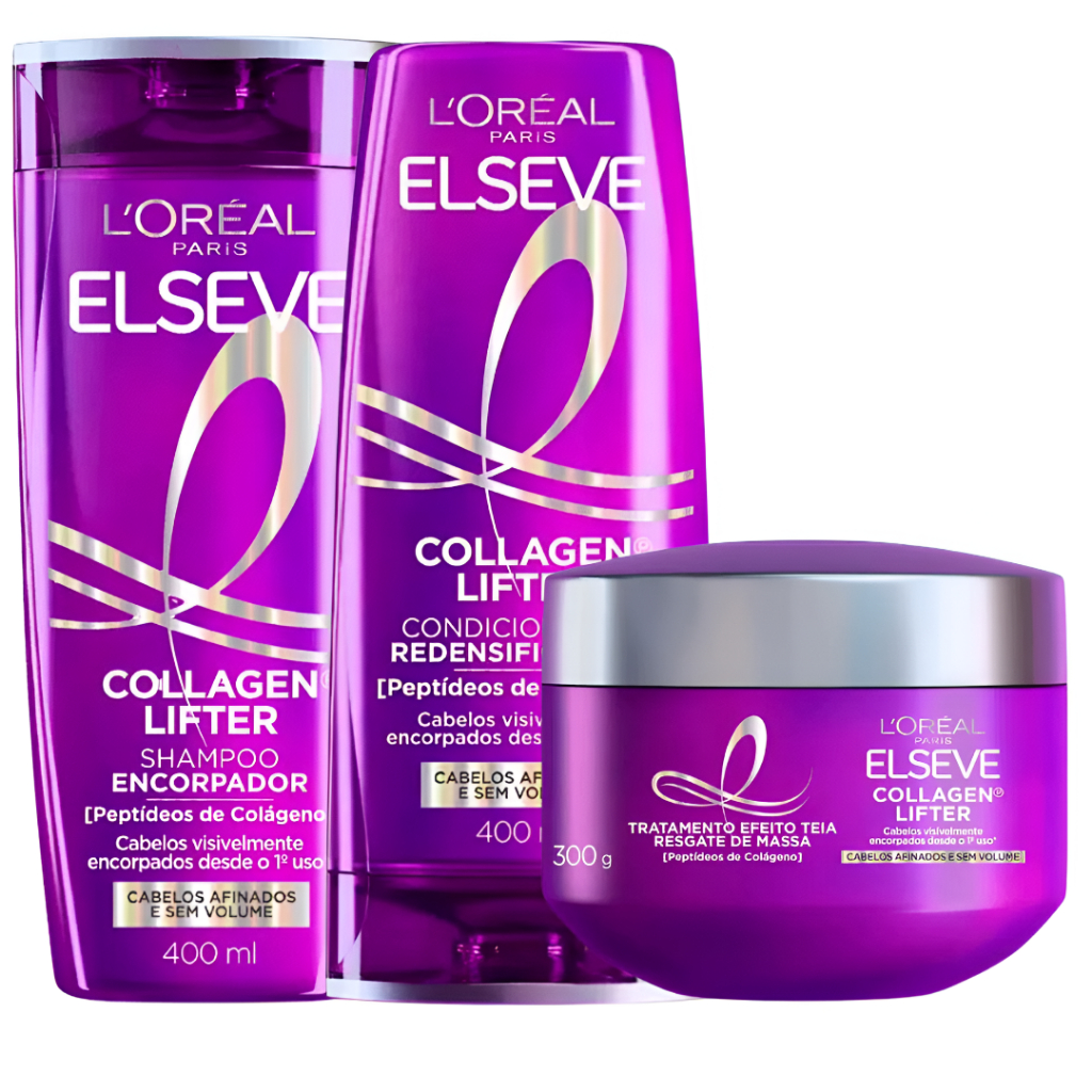 Kit Elseve Collagen Lifter Shampoo 400ml + Condicionador 400ml + Máscara 300g