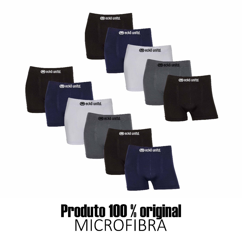 Kit 5 ou 11 cuecas boxer Ecko Sem Costura em Microfibra