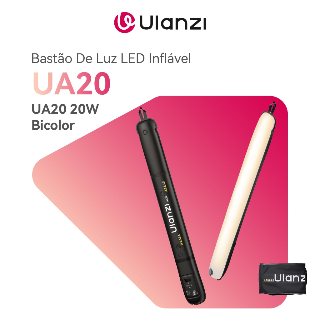ULANZI UA20 Bastão De Luz LED Inflável 20W Bicolor 2700K-6500K Magnético Portátil Para Vídeo E Foto