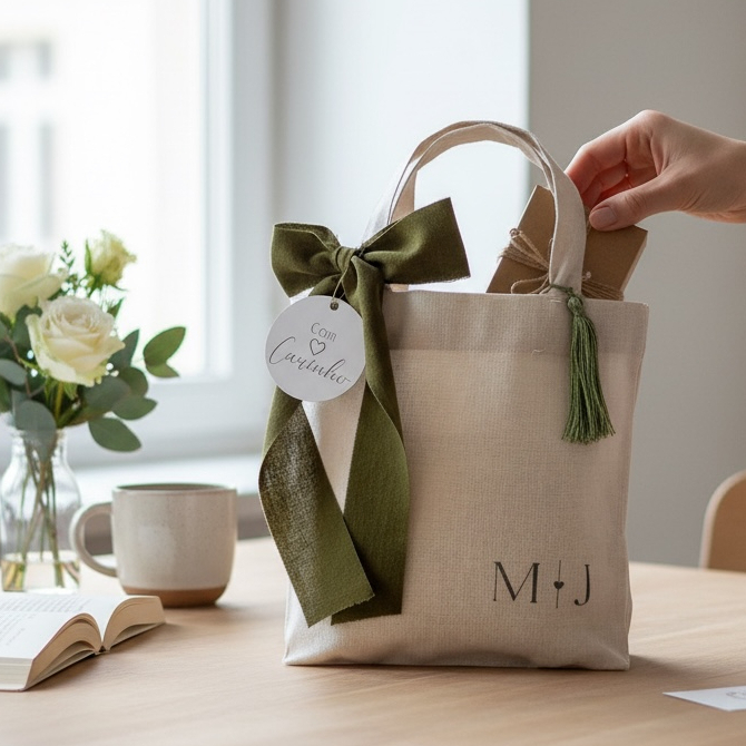 Kit 10 Sacolas Lembrança para Padrinhos Casamento Personalizada com Iniciais – Verde Militar em Oferta na Shopee