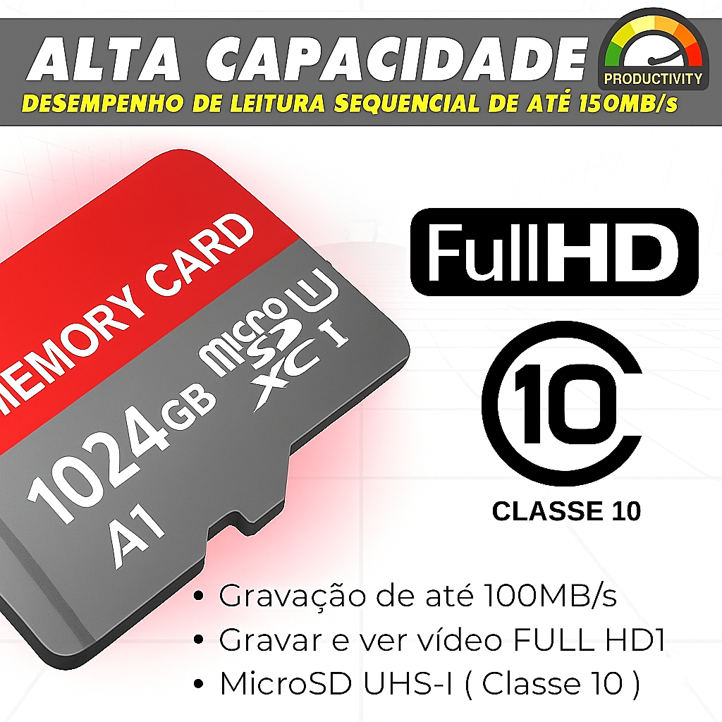 Cartão De Memória A1 Micro SD 64GB 128GB 256GB 512GB 1TB 2TB