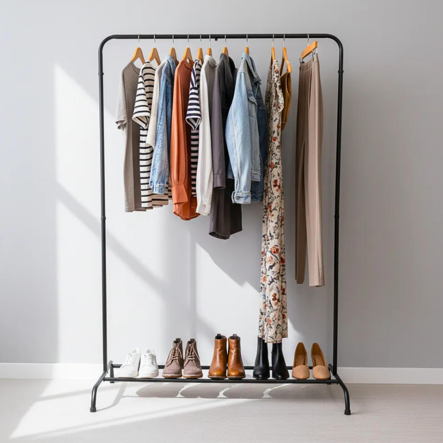 Arara Roupeiro Guarda Roupa Grande Portátil Cabideiro Para Roupas Com Sapateira Organizador Multiuso