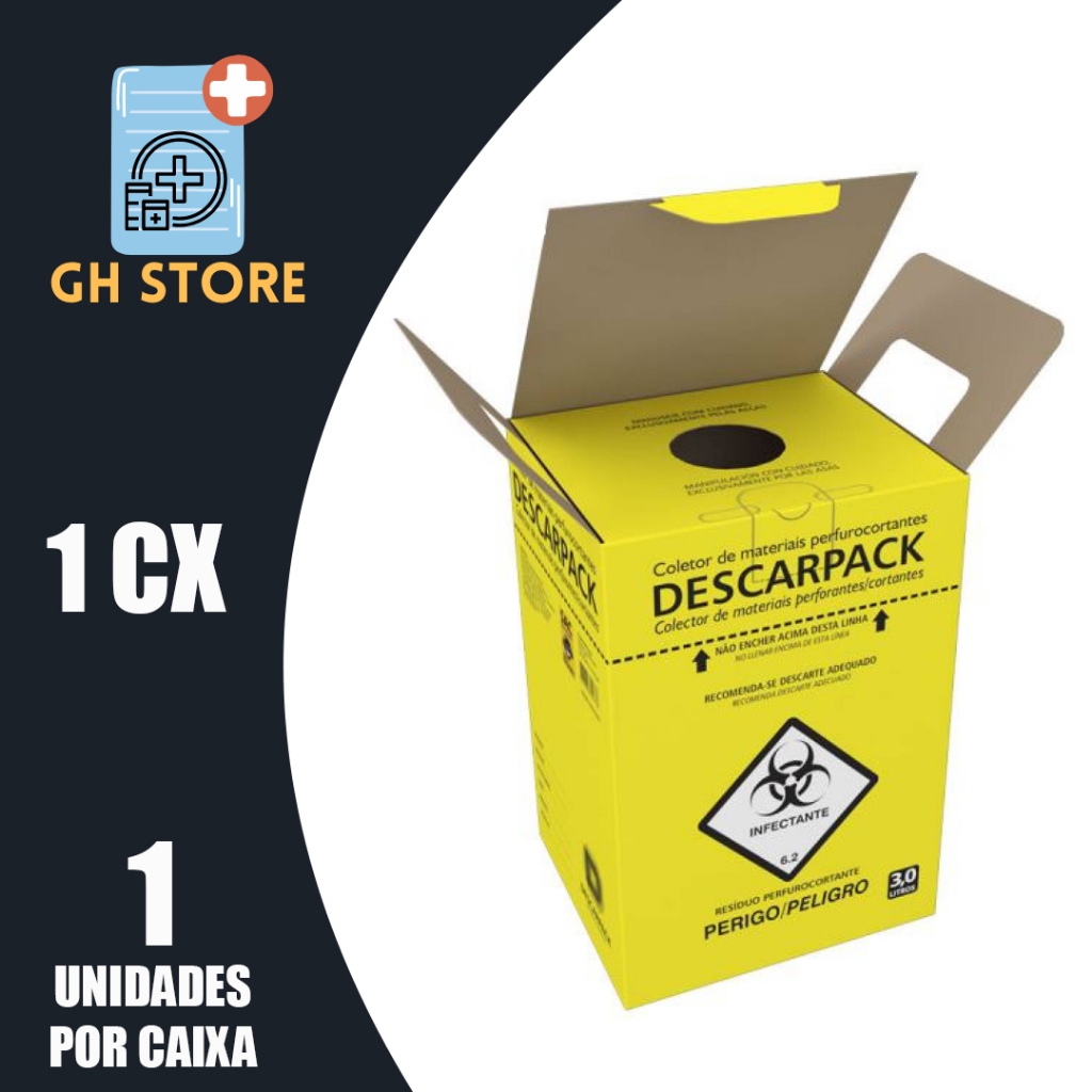 Caixa coletora Para Material Perfurocortante 3L Descarpack - UNIDADE em Oferta na Shopee