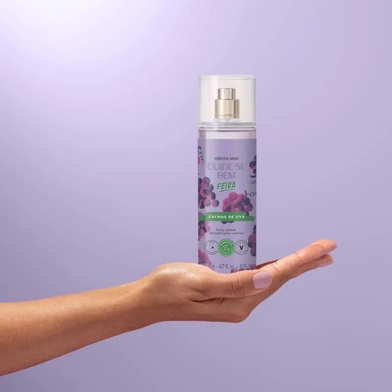 BODY SPLASH CACHOS DE UVA: Deixe o rastro doce e vibrante da uva por onde passar.