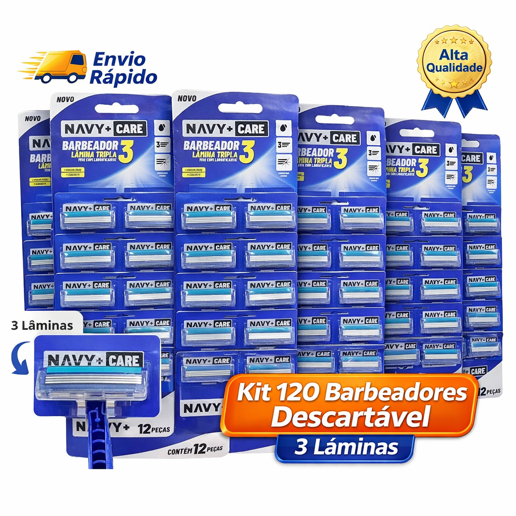 Kit 120 Aparelho De Barbear 3 Lâminas Descartável Prestobarba Atacado Barbeador Gilete